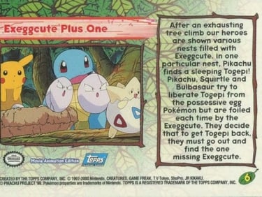 6 Exceggcute Plus One Topps Pokémon The Movie 2000 back