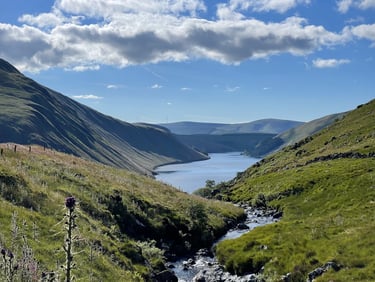 reservoir between mountains