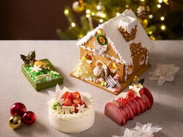 ホテルアゴーラ堺のクリスマスケーキ4種（ヘクセンハウス、ピスターシュオランジュ、ブッシュ・ド・ノエル ベリールージュ、クリスマスショートケーキ）｜堺市のニュースならサカイタイムズ