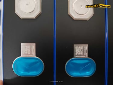 detail of prismatic LiFePO4 battery cells