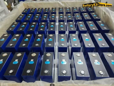 a box of LiFePO4 prismatic battery cells