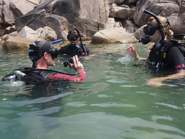 PADI Divemaster Koh Tao candidates training with Master Divers