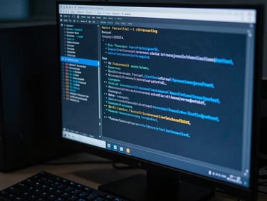 Close-up of a high-security digital forensics workstation showing memory analysis tools, low-key cinematic lighting, sharp blue accents