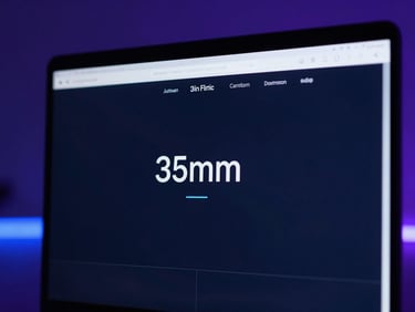 Close-up of a sleek, minimalist dental clinic website interface on a glowing screen, reflecting electric blue light, ultra-modern high-contrast aesthetic, 35mm