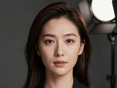 Executive headshot framed tightly from shoulder to crown, hard directional key light from upper right, dark neutral background, casting-grid ready composition, sharp focus on eyes