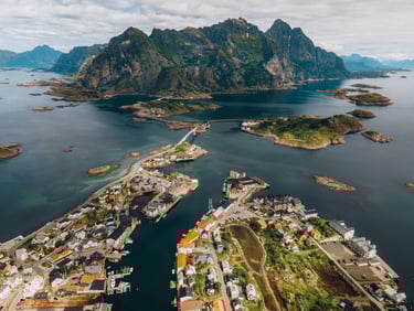 Views of Henningsvaer in the Lofoten Islands in Norway