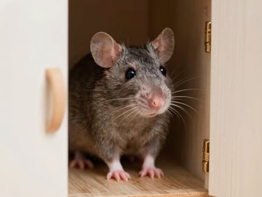 Close up of a mouse in a wooden house