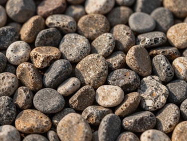 Smooth graded gravel stones, mixed sizes, natural earthy tones
