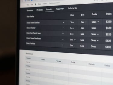Close-up of a role permissions management screen in a dark application UI — user rows with access level dropdowns, audit log entries below, clean studio lighting, no human faces