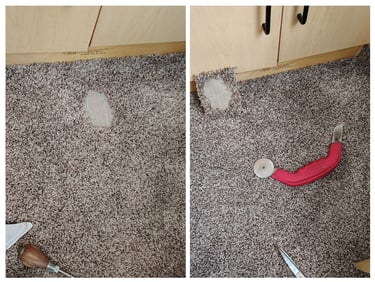 Dog scratched this carpet but was repaired to new in Spanish, Fork, UT by Flooring R&R.