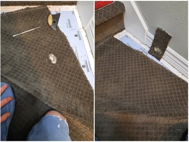 Little dog digs hole in carpet, new carpet patched in to look beautifull again in Payson, UT.
