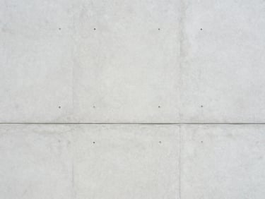 Minimalist architectural photography of a clean concrete facade with soft diffused daylight, muted light gray and slate tones, clean composition, 35mm