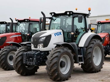 A white MAN TGX tractor head, parked next to other commercial vehicles, unedited yard photo.