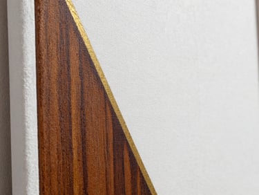 Close-up of a fine art canvas print, textured surface, soft gallery light, showing depth and detail.