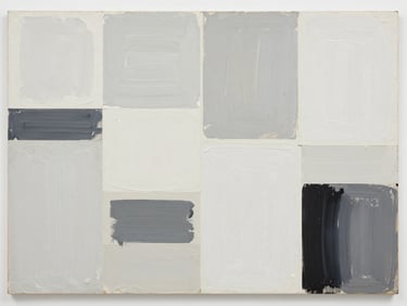 High-resolution flat-lay reproduction of a collage painting by Clare Newton, showing visible brushstrokes, layered paper, and photographic elements, gallery lighting, 35mm