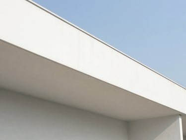 Wide-angle architectural interior showing a seamless ceiling line where a wall was removed, bright daylight, 35mm