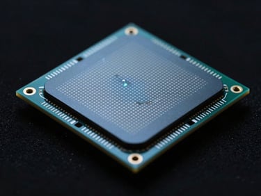 Motion sensor hardware isolated against a near-black background, cool blue-tungsten studio light raking across the sensor mesh and housing detail, stark and technical