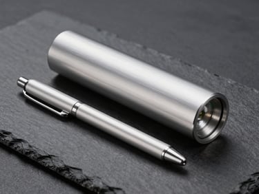 Premium desk accessories and innovative lifestyle gifts crafted from anodized aluminum, designed to elevate executive offices, landscape aspect