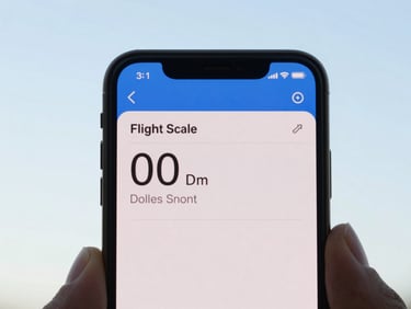 Close-up of a smartphone screen displaying a flight booking confirmation for zero dollars, sunny natural daylight, clean composition, 35mm