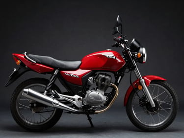 Studio shot of Honda CG 160 Titan, profile view, clean dark background, 85mm