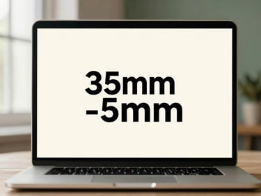 A clean digital UI mockup showing bold typography on a laptop screen, warm natural light, shallow depth of field, 35mm