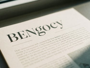 Close-up of a printed editorial layout on warm cream paper, featuring elegant typography, soft natural shadows, 35mm photography