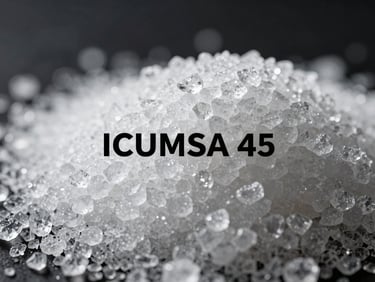 Extreme close-up of refined white sugar crystals ICUMSA 45 under crisp high-contrast lighting, macro shot
