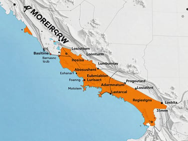 Map of the Mid-Atlantic region with key logistics hubs highlighted, crisp morning daylight, cool blue and industrial orange tones, sharp focus, 35mm.