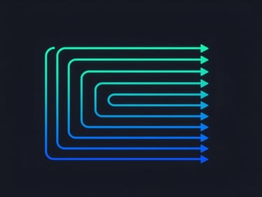 Clean system architecture diagram with data flow vectors, neon-teal and electric-blue lines, dark background, minimalist