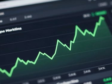 Macro close-up of a dark-mode performance marketing dashboard, sharp green data lines showing customer acquisition cost trends, clean monospace typography, natural studio light reflections.