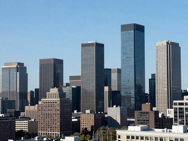 Panoramic view of the Boston skyline from a distance, showing the city's scale, natural daylight, professional editorial photography, 35mm