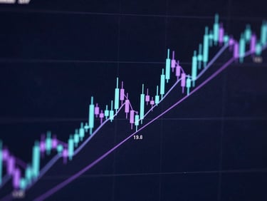 High-fidelity candlestick chart showing a long-wick liquidation event on a dark navy background, with sharp cyan and purple structural lines indicating liquidity hunt levels, matte finish.