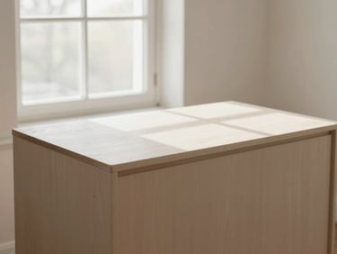A neatly packed furniture piece in its original packaging, ready for return, soft morning window light, clean Scandinavian styling, 35mm lens.