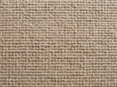 Close-up flat-lay of dense wool carpet weave texture in a warm neutral tone, shot directly downward in even natural daylight, fibers clearly defined, no people, no equipment