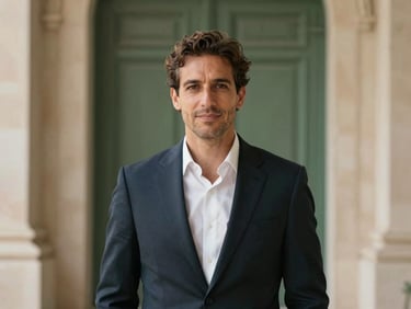 Professional portrait of a strategic, experienced male executive, natural light, 35mm