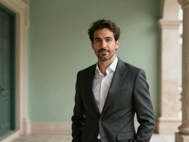 Professional portrait of a confident, experienced male executive, natural light, 35mm