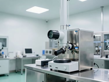 A state-of-the-art WHO-GMP certified cleanroom facility with sterile stainless steel equipment, bright clinical white lighting, sharp focus, 50mm lens.