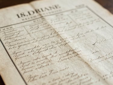 Close-up of a handwritten 18th-century ship manifest, aged parchment, soft diffused library light.