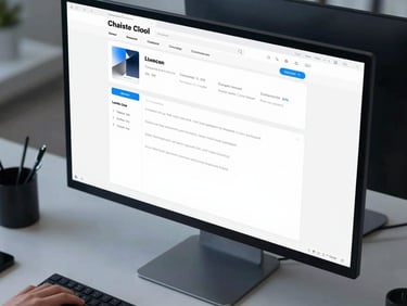 Structured overhead composition of a designer working on a clean interface layout on a large monitor, cool daylight, high-contrast.