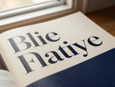 Detail of a premium minimalist magazine layout with high-contrast serif typography on warm cream paper, soft window light