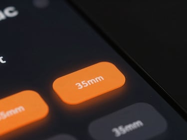 Macro shot of an automotive service landing page UI, high contrast dark mode, glowing orange buttons.