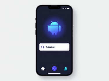 Front-facing flat-lay of a clean Android utility app interface showing zero permission requests, crisp vector iconography, subtle neon backglow.