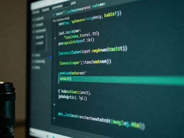 Macro shot of clean, well-structured backend code on a vertical monitor, cool green and slate terminal theme, soft ambient background glow, 35mm lens.