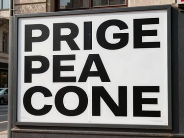 Wide environmental shot of a printed campaign poster mounted on an urban wall in natural daylight — bold typographic headline dominating the surface, surrounding architecture visible at the frame edges