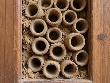 Extreme close-up of termite mud tubes on a wooden door frame, natural daylight, no people