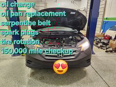Honda oil change, oil pan replacement, serpentine belt replacement at Winston's Complete Auto Care in Cuyahoga Falls, Ohio