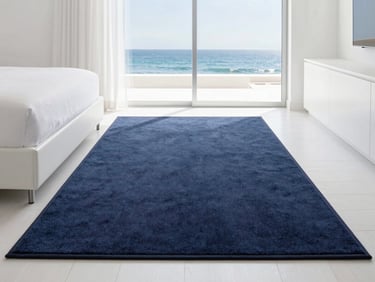 Crisp freshly vacuumed carpet lines in a sunlit modern bedroom, bright coastal daylight, minimalist luxury aesthetic.