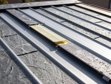 Close-up of high-quality thermal insulation layers being installed on a roof structure, daylight, sharp details, 35mm