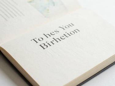 An open book showing clean serif typography on thick cream paper, a soft hand-painted watercolor insert visible, diffused natural light.