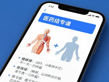 High-fidelity mobile app screenshot of a medical study guide with clear anatomical diagrams and bulleted clinical pearls, clean blue and white tones.